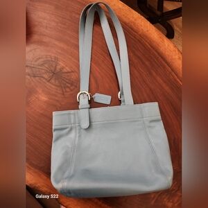 Coach Light Blue Leather Shoulder Tote